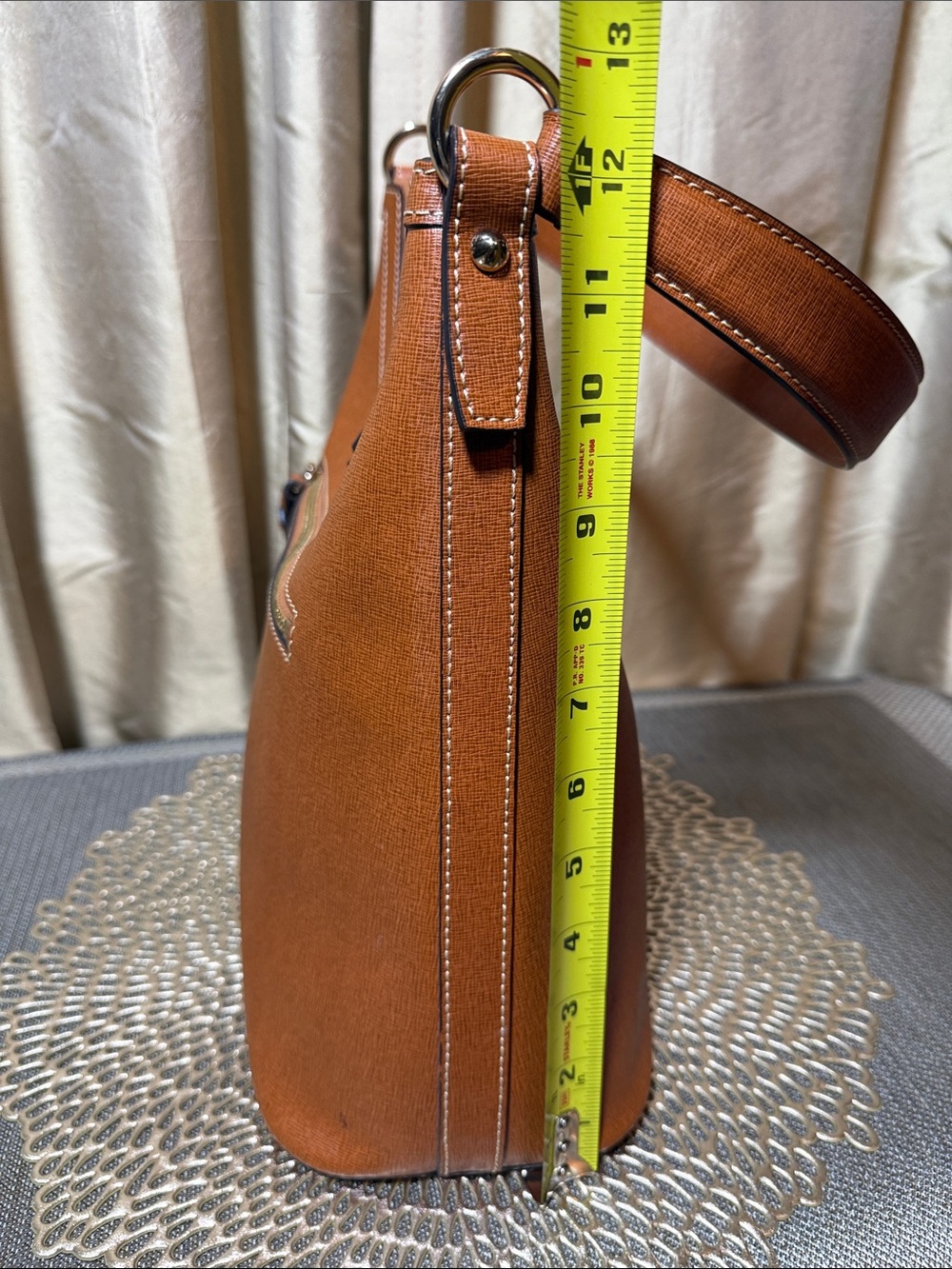 Dooney & Bourke Saffiano Leather Hobo Shoulder Bag - Cognac / Caramel (EUC) - Picture 13 of 14